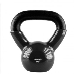 Knv04 Black Kettlebell Żeliwny Pokryty Winylem Hms