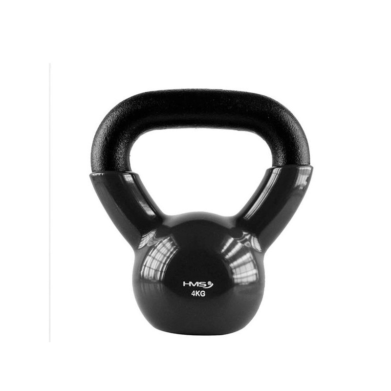 Knv04 Black Kettlebell Żeliwny Pokryty Winylem Hms
