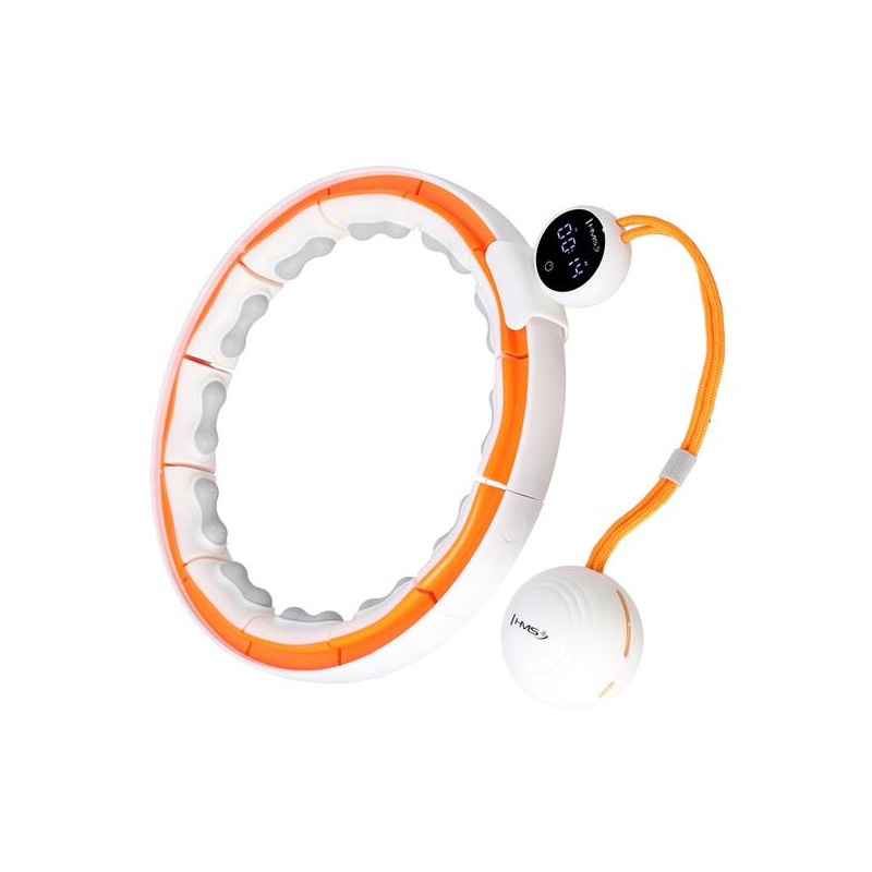 Hhm21 Hula Hop White/Orange Z Magnesami, Wypustkami Tpe I Obciążnikiem + Licznik Hms