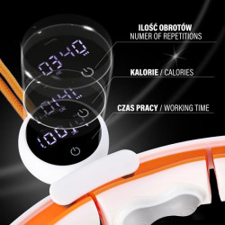 Hhm21 Hula Hop White/Orange Z Magnesami, Wypustkami Tpe I Obciążnikiem + Licznik Hms