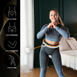 Hhm21 Hula Hop White/Orange Z Magnesami, Wypustkami Tpe I Obciążnikiem + Licznik Hms