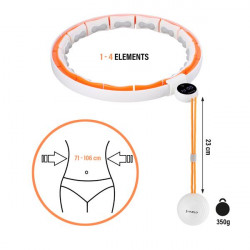 Hhm21 Hula Hop White/Orange Z Magnesami, Wypustkami Tpe I Obciążnikiem + Licznik Hms