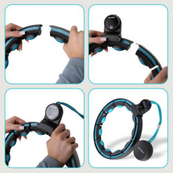 Zestaw Hula Hop Magnetyczny Black/Turquoise Hhm17 Z Licznikiem Hms + Pas Wyszczuplający Br163 Red