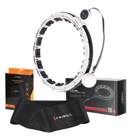 Zestaw Hula Hop Magnetyczny White Hhm16 Z Licznikiem Hms + Pas Wyszczuplający Br163 Black