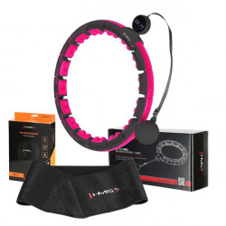 Zestaw Hula Hop Magnetyczny Black/Pink Hhm16 Z Licznikiem Hms + Pas Wyszczuplający Br163 Black