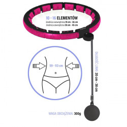 Hhm16 Hula Hop Black/Pink Z Magnesami I Obciążnikiem + Licznik Hms
