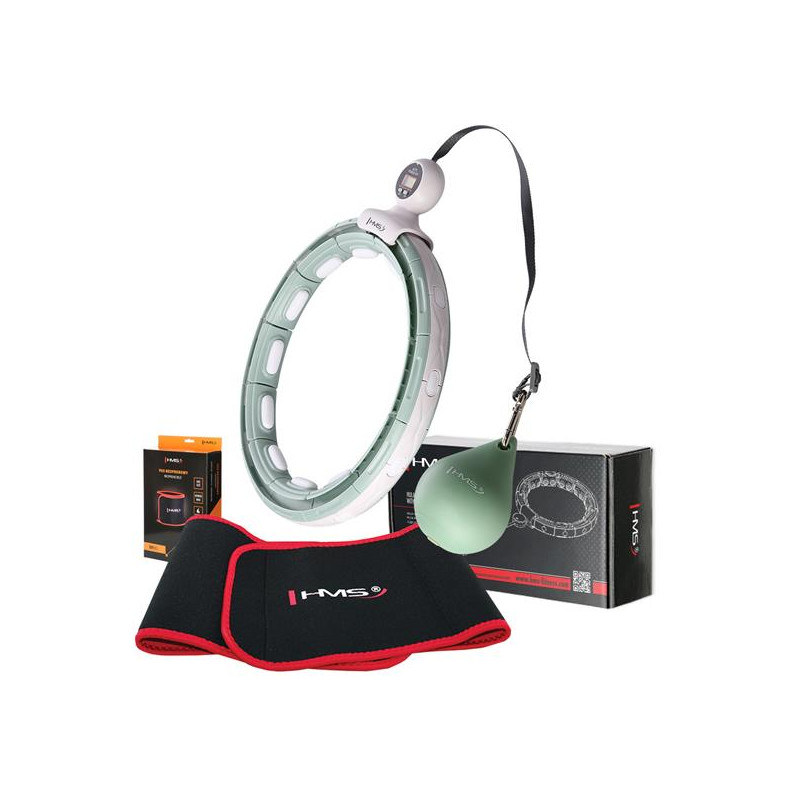 Zestaw Hula Hop Magnetyczny Green Hhm15 Z Licznikiem Hms + Pas Wyszczuplający Br163 Red