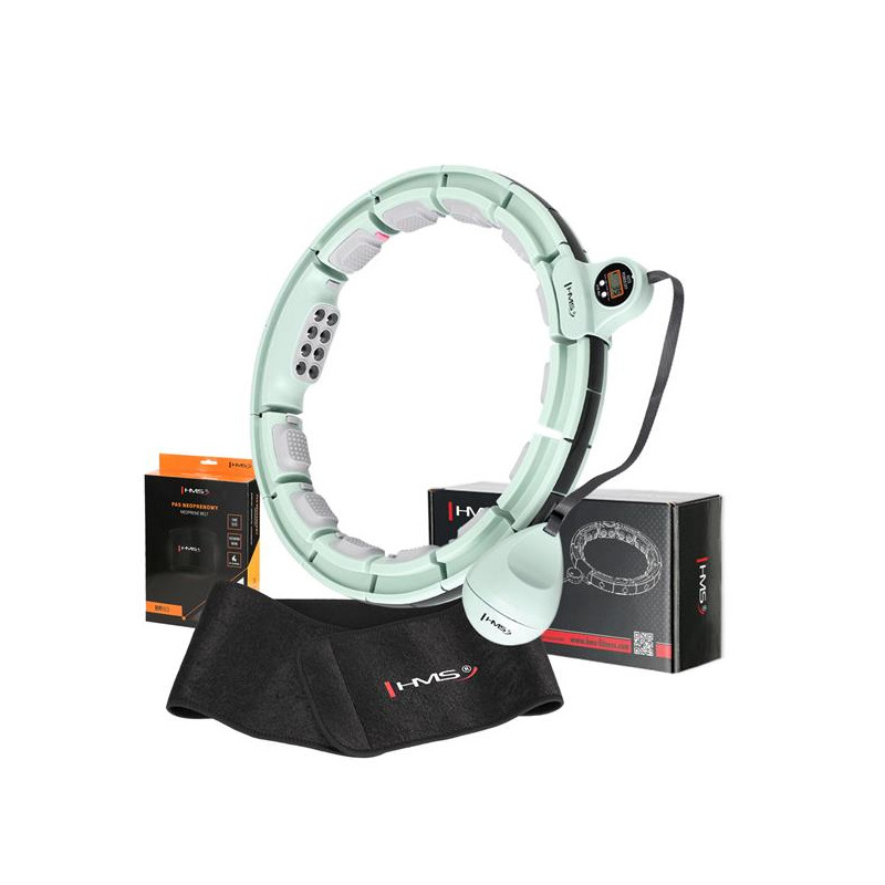 Zestaw Hula Hop Magnetyczny Green Hhm13 Z Licznikiem Hms + Pas Wyszczuplający Br163 Black