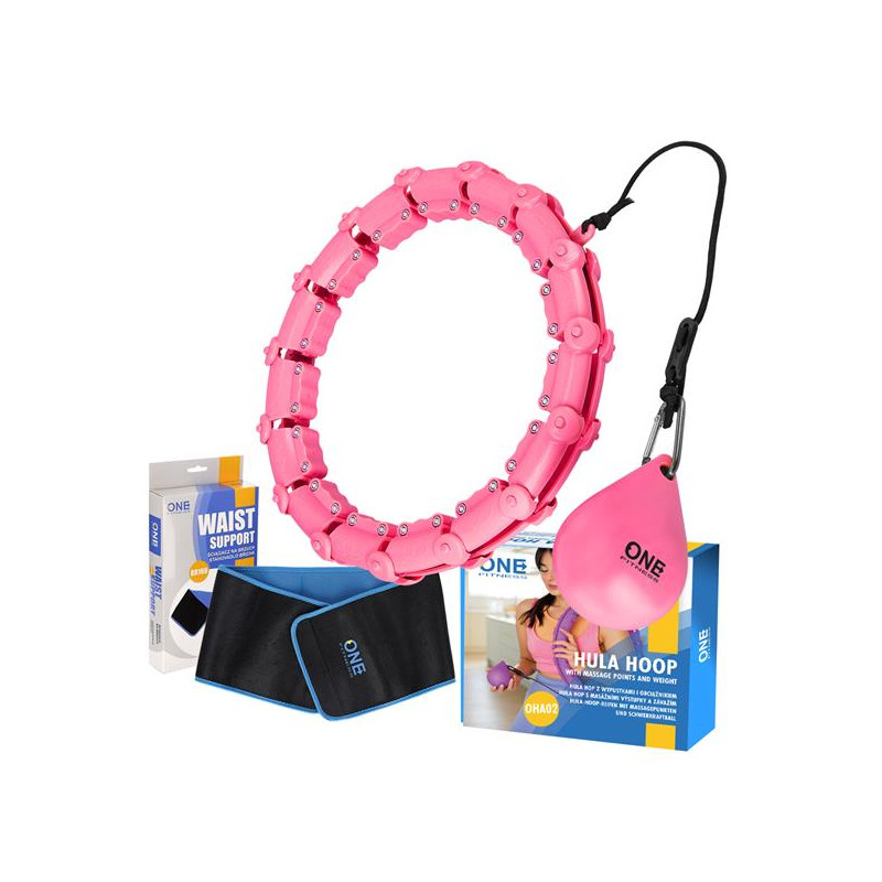 Zestaw Hula Hop Oha02 Pink Z Wypustkami I Obciążnikiem One Fitness + Pas Br160 Zestaw Hula Hop Oha02 Pink Z Wypustkami I Obciążnikiem One Fitness + Pas Br160