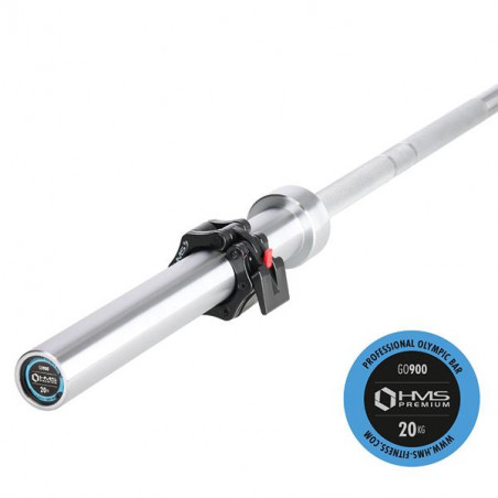 Go900 Gryf Olimpijski 20Kg 2200Mm Hms Premium + Zg1500 Silver Zaciski Lock Jaw (2 Szt)