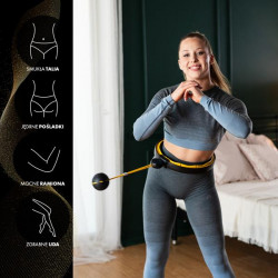 Hhm21 Hula Hop Black/Yellow Z Magnesami, Wypustkami Tpe I Obciążnikiem + Licznik Hms