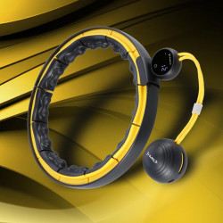 Hhm21 Hula Hop Black/Yellow Z Magnesami, Wypustkami Tpe I Obciążnikiem + Licznik Hms