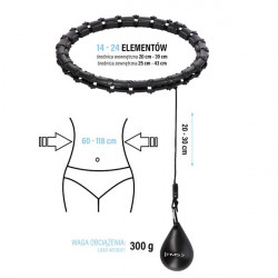 Zestaw Hula Hop Hhw02 Black Z Wypustkami I Obciążnikiem Hms + Pas Br163 Red