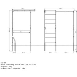 Drabinka Zewnętrzna + Drążek Do Podciągania Z Uchwytem Na Worek Mo-Z4 - Marbo Sport