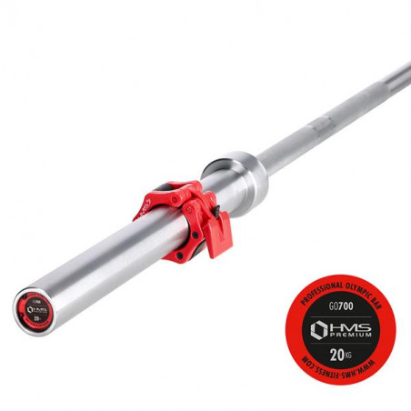 Go700 Gryf Olimpijski 20Kg 2200Mm Hms + Zacisk Zg1000 Red