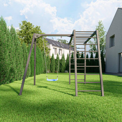 Drabinka Premium - Mo-016 + Huśtawka 1-Stanowiskowa Premium Do Drabinki - Mo-017 - Marbo Sport