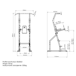 Poręcz Stacjonarna Z Drążkiem Do Podciągania  Ms-U110 2.0 - Marbo Sport