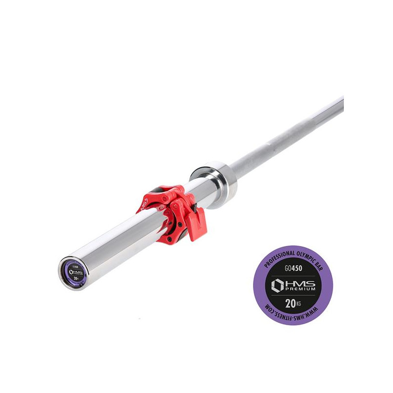 Go450 (+ Zg1000R) Gryf Olimpijski 18.5Kg 2200Mm Hms Z Zaciskami Lock Jaw Red Go450 (+ Zg1000R) Gryf Olimpijski 18.5Kg 2200Mm Hms Z Zaciskami Lock Jaw Red