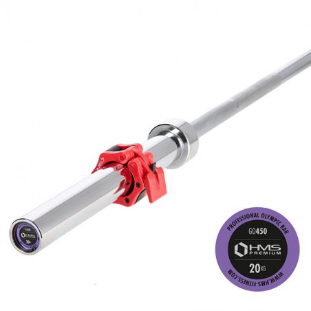 Go450 (+ Zg1000R) Gryf Olimpijski 18.5Kg 2200Mm Hms Z Zaciskami Lock Jaw Red