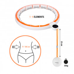 Hhm21 Hula Hop White/Orange Z Magnesami, Wypustkami Tpe I Obciążnikiem + Licznik Hms