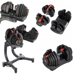 Adjustable Dumbbell Set (2 pcs) Sr80 + HMS Pro Str10 Stand