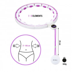 Zestaw Hula Hop Magnetyczny White/Violet Hhm17 Z Licznikiem Hms + Pas Wyszczuplający Br163 Black