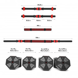 (2 Parts) Dumbbells-Barbell Made Of Composite Material 40 Kg HMS Sgc40