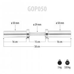 Olympic Short Barbell 5Kg 50Cm HMS Gop050 (+Clamps)