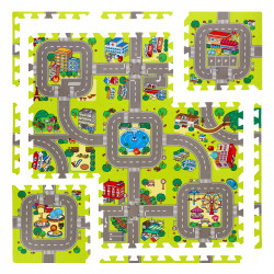 Md02 Mata Dziecięca Puzzle Cars 9 Elementów 90X90Cm Nils Fun