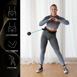 Hhm17 Hula Hop Black/Turquoise Z Magnesami I Obciążnikiem + Licznik Hms