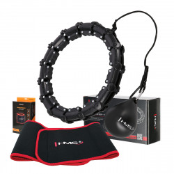Zestaw Hula Hop Hhw02 Black Z Wypustkami I Obciążnikiem Hms + Pas Br163 Red