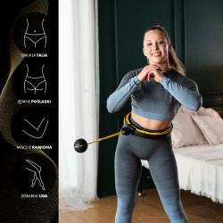 Hhm21 Hula Hop Black/Yellow Z Magnesami, Wypustkami Tpe I Obciążnikiem + Licznik Hms