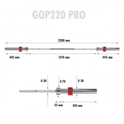 Gop220 Pro + Zg1000R Zaciski Lock Gryf Prosty Olimpijski 20Kg 2200Mm Hms