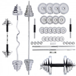 Dumbbells-Straight and Bent Barbell in Chromed Case 55Kg HMS Stc55