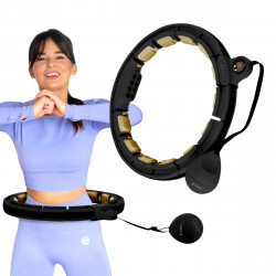 Zestaw Hula Hop Magnetyczny Black/Gold Hhm13 Z Licznikiem Hms + Pas Wyszczuplający Br163 Black