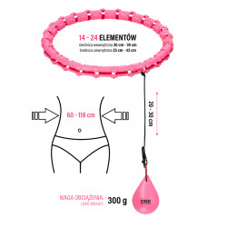 Zestaw Hula Hop Oha02 Pink Z Wypustkami I Obciążnikiem One Fitness + Pas Br160