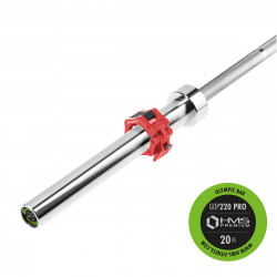 Olympic Straight Barbell 20Kg 2200Mm HMS Gop220 Pro + Zg1000R Red Clamps