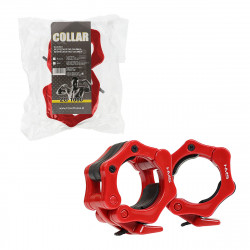 Olympic Straight Barbell 20Kg 2200Mm HMS Gop220 Pro + Zg1000R Red Clamps