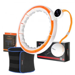 Zestaw Hula Hop Magnetyczny White/Orange Hhm21 Z Licznikiem Hms + Pas Wyszczuplający Br1313