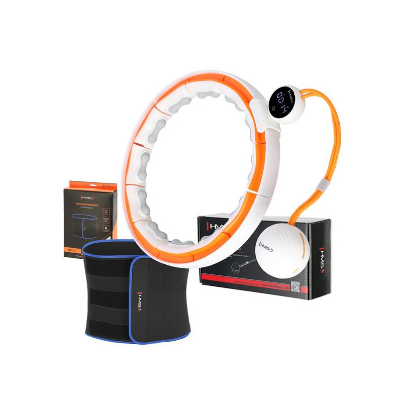 Zestaw Hula Hop Magnetyczny White/Orange Hhm21 Z Licznikiem Hms + Pas Wyszczuplający Br1313 Zestaw Hula Hop Magnetyczny White/Orange Hhm21 Z Licznikiem Hms + Pas Wyszczuplający Br1313