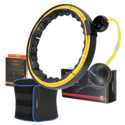 Zestaw Hula Hop Magnetyczny Black/Yellow Hhm21 Z Licznikiem Hms + Pas Wyszczuplający Br1313