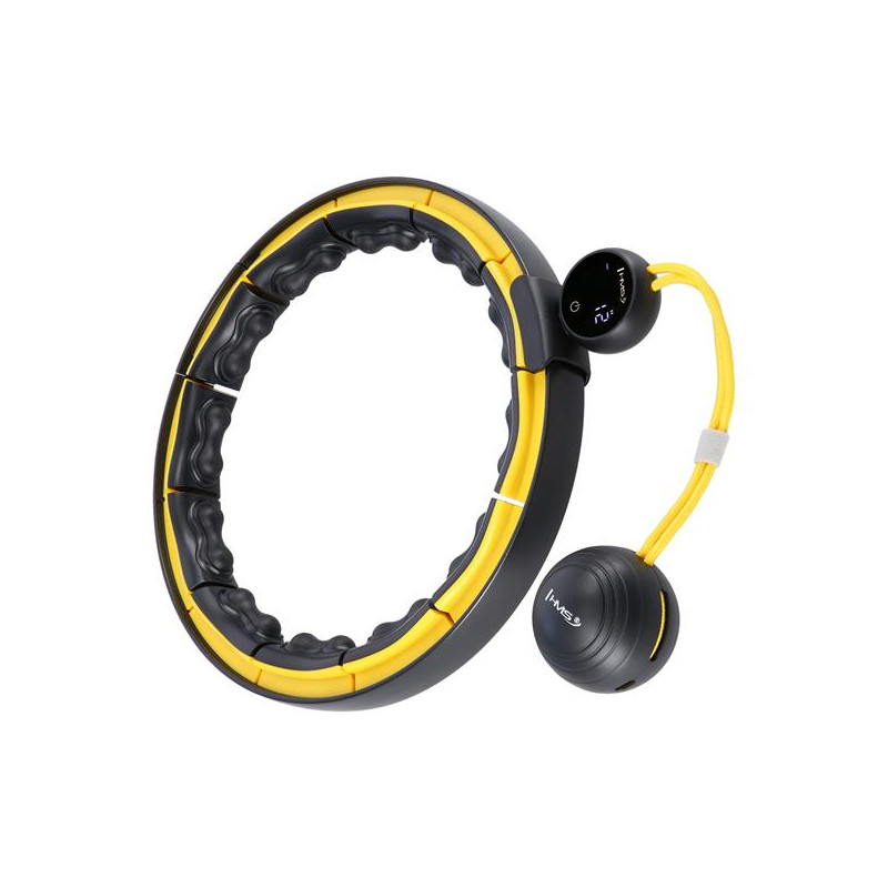 Hhm21 Hula Hop Black/Yellow Z Magnesami, Wypustkami Tpe I Obciążnikiem + Licznik Hms