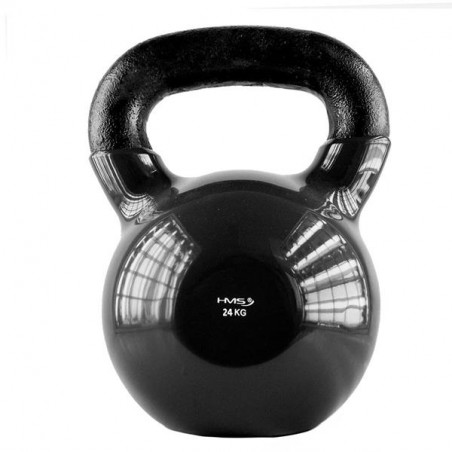 Knv24 Black Kettlebell Żeliwny Pokryty Winylem Hms