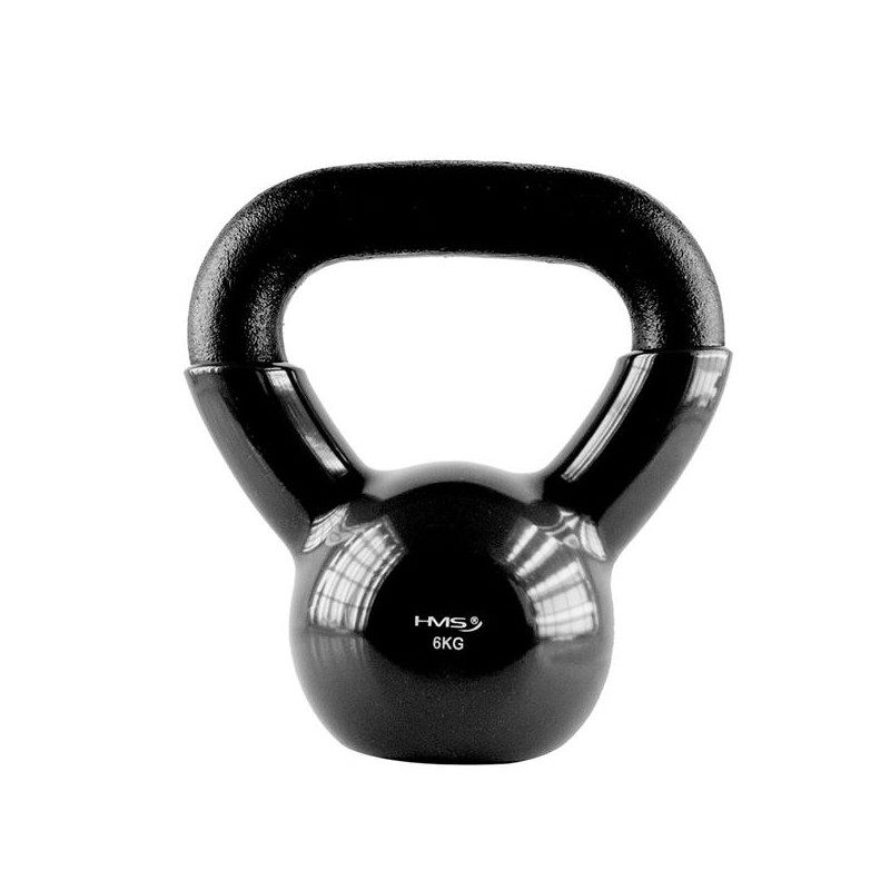 Knv06 Black Kettlebell Żeliwny Pokryty Winylem Hms